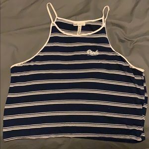 Blue striped halter top